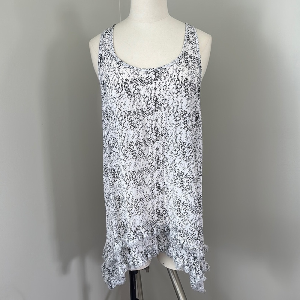 ONLY Long Tank top with Ruffle Trim, Racerback, Sharkbite Hem Size M